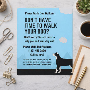 Har inte tid att gå med din hund Gångare blå Reklamblad