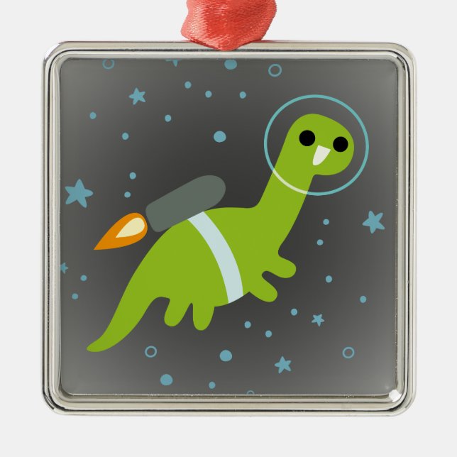 "Har jag Jetpack!", FlygBrontosaurus med Jetpack Julgransprydnad Metall (Framsidan)