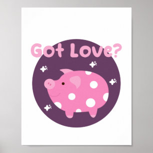 Har kärlek Kawaii sött rosa gris Poster