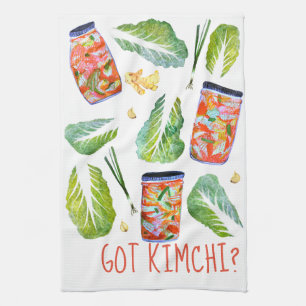 HAR Kimchi? Roligt av kryddingredienser vattenfär Kökshandduk