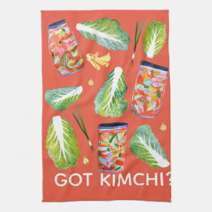 HAR Kimchi? Roligt av vattenfärg för kryddingredie Kökshandduk