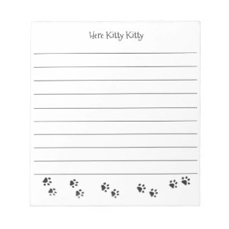 Här Kitty Kitty Kattfotavtryck Anteckningsblock me