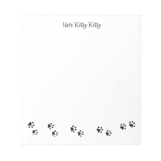 Här Kitty Kitty Tassavtryck Anteckningsblock (Framsida)