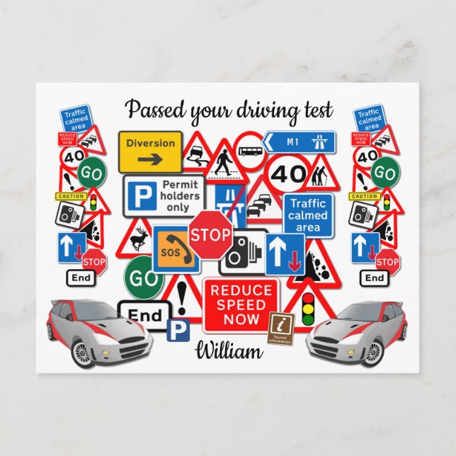 Har klarat körprovet ~ Grattisar! Vykort (Framsida)