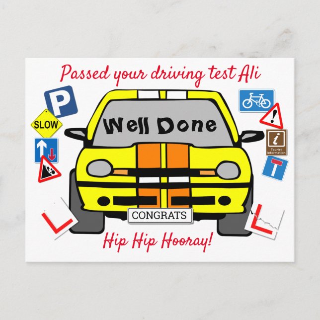 Har klarat körprovet, Grattisar! Vykort (Framsida)