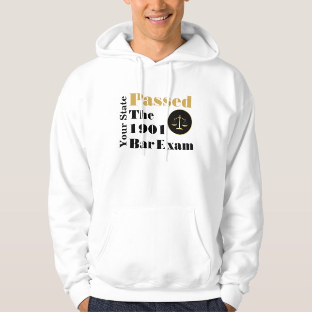 Har klarat provet i Pub (Anpassa med stat och år) Hoodie (Framsida)