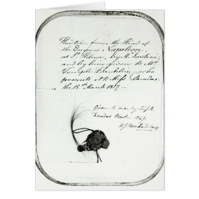 Hår klippte från huvudet av kejsaren Napoleon Hälsningskort (Framsidan)