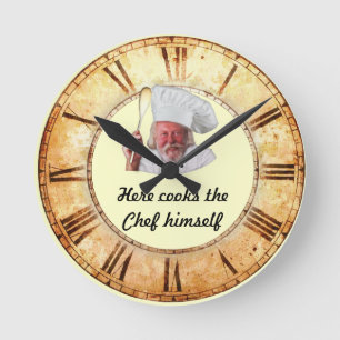 Här kokar Chef själv Kitchen Clock Rund Klocka