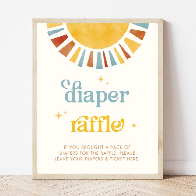 Här Kom är Son Baby Shower Diaper Raffle Sign Poster (Skapare uppladdad)