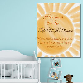 Här Kom är Son Sunshine Baby Shower Diaper Game Poster