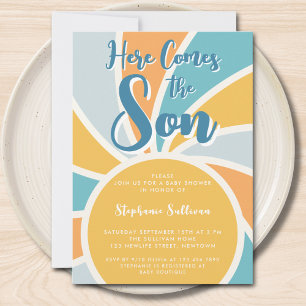 Här Kom är Son Sunshine Baby Shower Inbjudningar