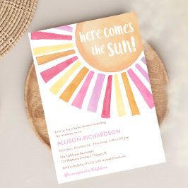 Här kommer babyduschen i Sol Girl Boho Inbjudningar