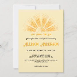 Här kommer babyduschen Sol Inbjudningar