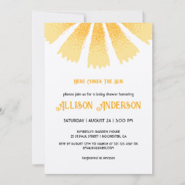 Här kommer babyduschen Sol Inbjudningar