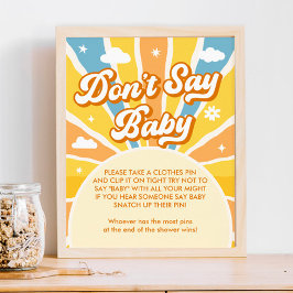 Här kommer babyduschen Sol, säg inte Baby-spel Poster