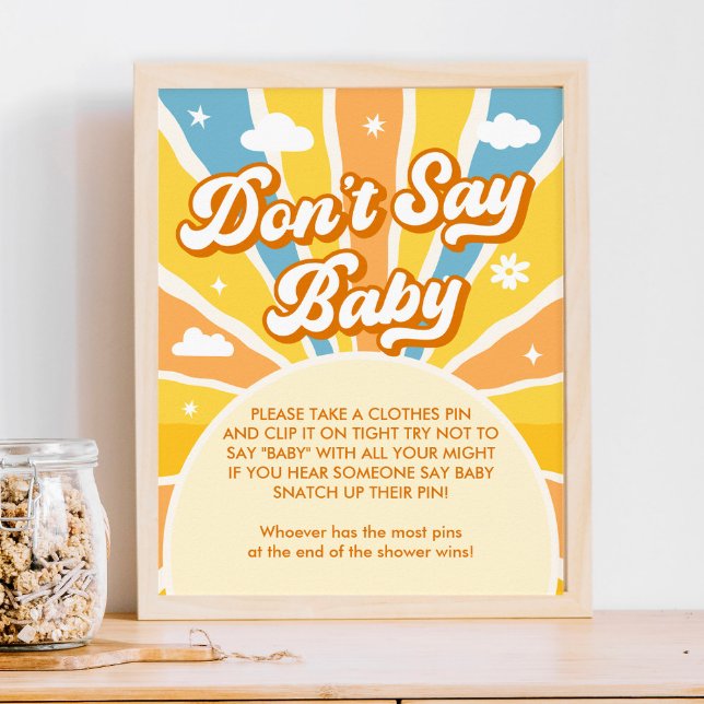Här kommer babyduschen Sol, säg inte Baby-spel Poster (Skapare uppladdad)