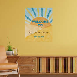 Här kommer Blue Rays Sunshine Baby Shower Välkomme Poster