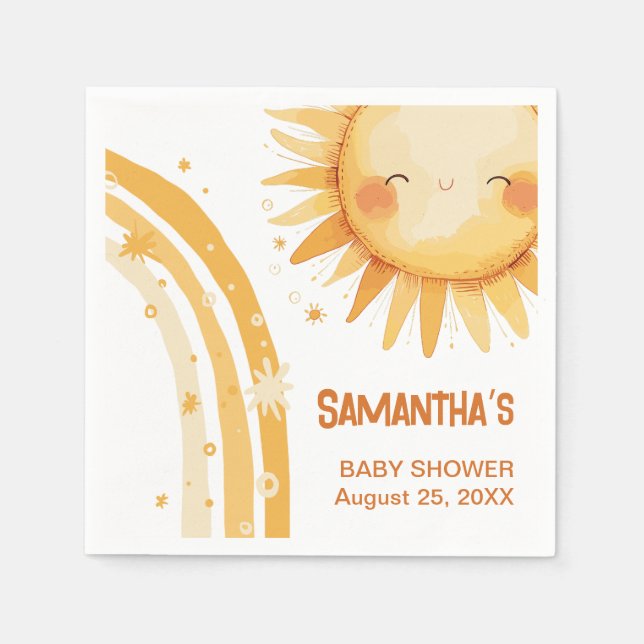 Här kommer bohos babyduschkortet i Sol Pappersservett (Framsidan)