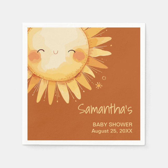 Här kommer bohos babyduschkortet i Sol Pappersservett (Framsidan)