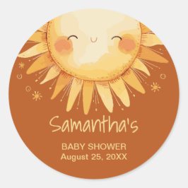 Här kommer bohos babyduschkortet i Sol Runt Klistermärke