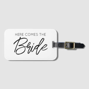 Här kommer Bride Bröllop Bachelorette-Roligten Bagagebricka