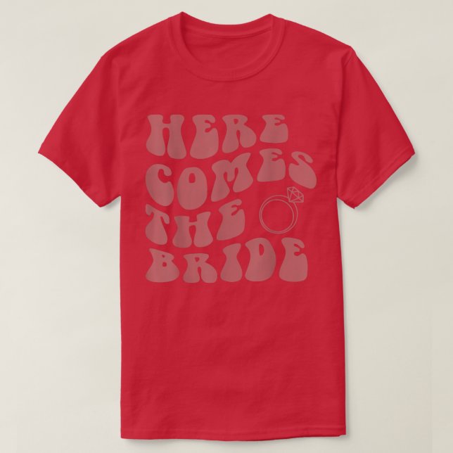 Här kommer Bride Bröllop Ring Bearer Flower Gi T Shirt (Design framsida)