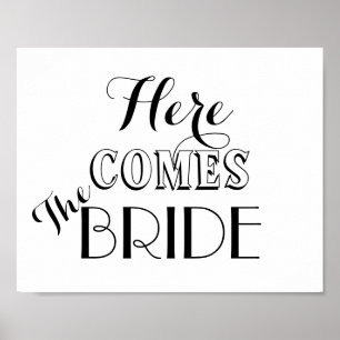 Här kommer Bride Bröllop-signalen Poster