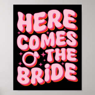 Här kommer Bride Groovy Bachelorette Party Mat Poster