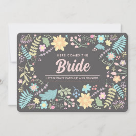 Här kommer Bride. Modern Blommigt Möhippa Inbjudningar