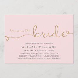 Här kommer briden faux guld inbjudningar