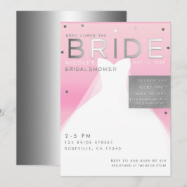 Här kommer BRUD Silver & Rosa Chic Bröllopsfest Inbjudningar