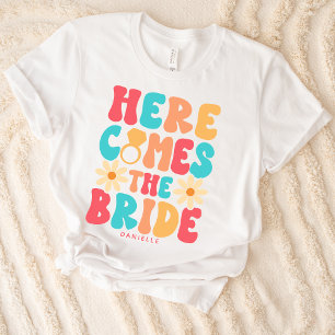 Här kommer bruden Groovy Retro Anpassad T Shirt