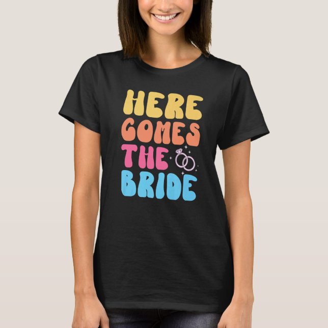 Här kommer bruden Retro Groovy Möhippa Par T Shirt (Framsida)
