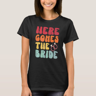 Här kommer bruden Retro Groovy Möhipparty Par T Shirt