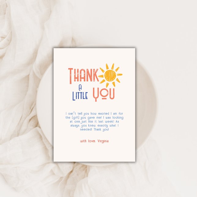 Här kommer den son-färgade Retro-Sol-babyduschen Tack Kort (Here Comes The Son Colorful Retro Sun Baby Shower Thank You Card)