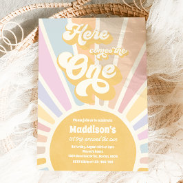 Här kommer en Boho Sunshine 1:a födelsedagen Inbjudningar