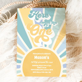 Här kommer en Boho Sunshine 1:a födelsedagen Inbjudningar
