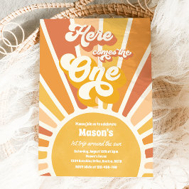 Här kommer en Boho Sunshine 1:a födelsedagen Inbjudningar