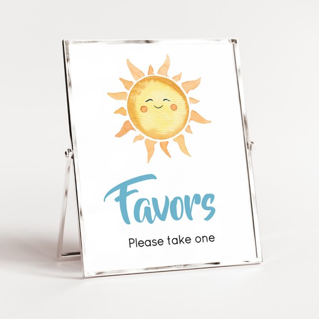 Här kommer favoriterna för Son Cute Sol Baby Showe Poster (Sunshine Here Comes the Son Baby Shower Favors Sign)