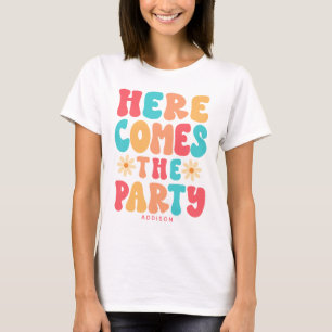 Här kommer festen Groovy Retro Anpassad T-Shirt