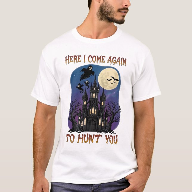 Här Kommer Igen Spökhus Spöken Måne T Shirt (Framsida)
