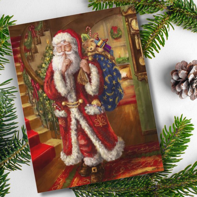 Här kommer jultomten helg vykort (Skapare uppladdad)