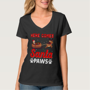 Här kommer Jultomten Tass Hund Pa T Shirt