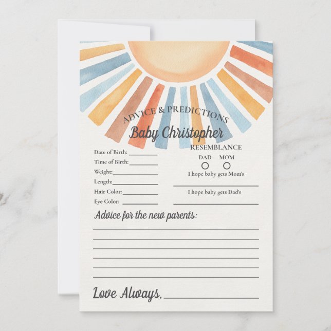 Här kommer lilla solskenet - goda råd för bebisen  inbjudningar (Framsida)