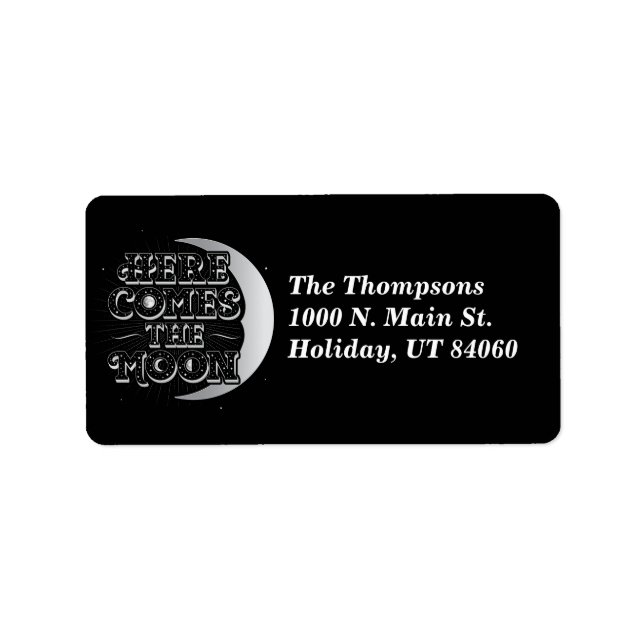 Här kommer Måne/Returetiketter Adressetikett (Framsidan)