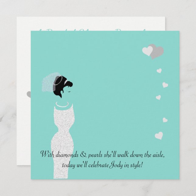 Här kommer Möhippan Firande Tiara Party Inbjudningar (Fram/baksida)