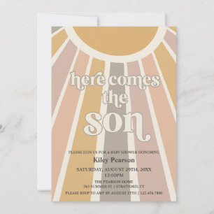 Här kommer pojken Baby Shower Inbjudningar