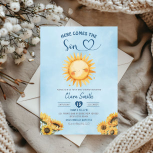 Här kommer pojken Baby Shower Inbjudningar