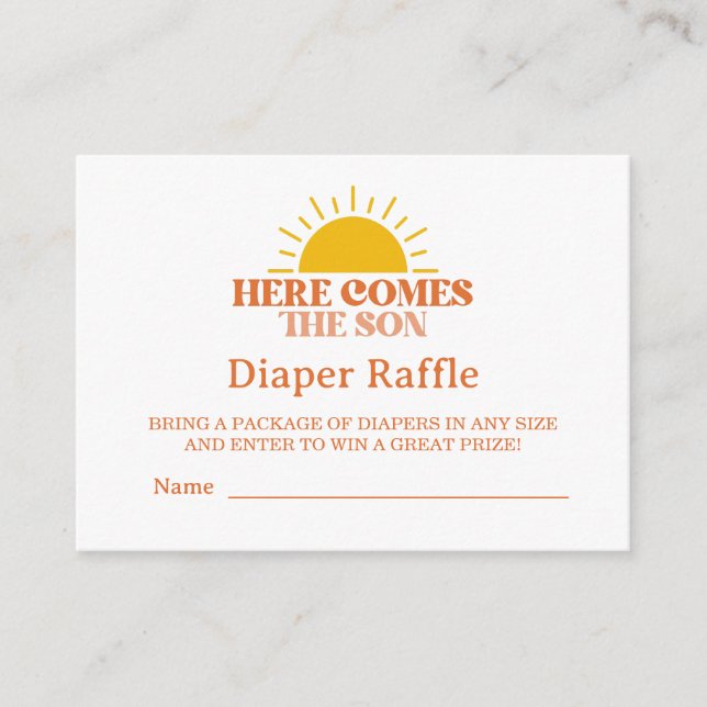 Här kommer pojken Baby Shower Tilläggskort (Framsida)