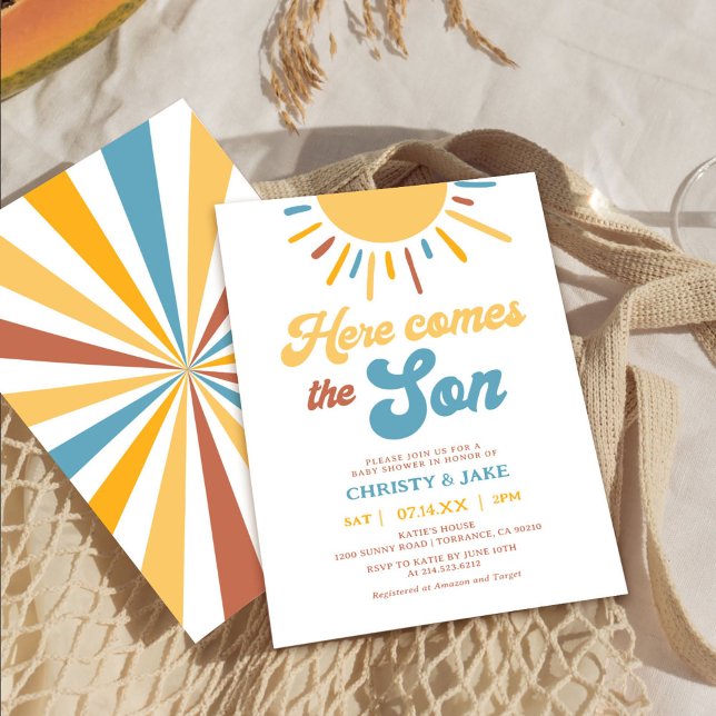 Här kommer pojken Sunshine Baby Shower Inbjudningar (Skapare uppladdad)